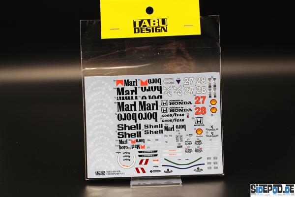 McLaren MP4/5B Full Decal for Tamiya 1/20